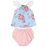 Ochine 　幼児　ノースリーブTシャツ+ショートパンツ　レース　花柄　上下２点セット　子供洋服　セットアップ 　誕生日　出産祝いに