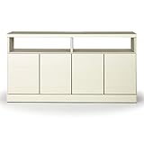 タンスのゲン 日本製 完成品 テレビ台 幅120 国産 テレビボード TV台 寝室 ハイタイプ ホワイトベージュ 17010055 W1