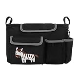 Jepop　ベビーカー 収納バッグ 　ベビーカー用小物入れ　ドリンク ホルダー ネット バッグ　オックスフォード布のバッグ 多機能小物入れ ベビーカーバッグ 　マザーズ収納バッグ　収納袋( ゼブラの図