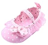 (ビグッド)Bigood 超可愛いベビーファーストシューズ ベビー靴 リボン水玉 滑め防ぐ靴 部屋履き ソフトソール赤ちゃんシューズピンク13cm