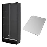 【福袋】【地球家具】フィギュアラック「ワイド」新シリーズセット 幅83cm 奥行29cm 【正規品】[鍵付きコレクションケース] [耐震]（引き戸 ハイタイプ本体+背面ミラー2枚セット） ブラック