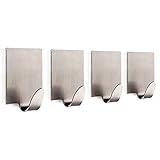 ライデンTMルーム3 M粘着フックforタオルとローブ、つや消しSus 304ステンレススチール 4-PCS シルバー Ly-GJ-1604-4pcs