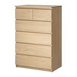 IKEA(イケア) MALM ホワイトステインオーク突き板 40178614 チェスト(引き出し×6)、ホワイトステインオーク