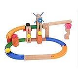 Rolimate Intellectual Puzzle Wooden Roller Coaster Ball Track Blocks Building Kits for Kids - Basic 