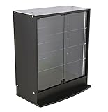 【地球家具】コレクションラック LED 【光るコレクションケース】 耐震 鍵付 専用 フィギュア棚 （ワイド、ロータイプ、中型、ブラック）