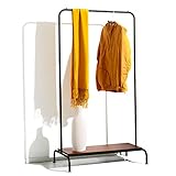 LOWYA 収納 ハンガーラック ヴィンテージ調 スチール 天然木 突板 ディスプレイ ブラック