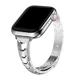 [Fullmosa] スリムメタルバンド Apple Watch バンド 41mm 40mm 38mm対応 ドレッシーステンレススチールチェーンストラップ レディース iWatch バンド シリーズ 9 8 7 6 5 4 3 2 1 SE 用、シルバー （シルバー、38mm/40mm/41mm)