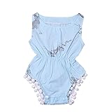 PER　ロンパース　カバーオール　キッズ　ベビー服　ガールズ　幼児　可愛い　ピンク　ブルー　夏服　コットン (90, ブルー)