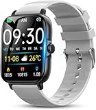 スマートウォッチ 【1.7インチHD大画面・Bluetooth通話】 活動量計 IP68防水 スポーツウォッチ iPhone対応 アンドロイド対応 メッセージ通知 多機能スマートウォッチ腕時計 活動量計 歩数計 Smart Watch 多種類文字盤 多種類運動モード アラーム 天気予報 遠隔撮影 専用アプリ メンズ レディース (シルバー)