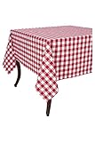 High Quality Buffalo Tablecloth in Cherry & White Woven Check , 52 by 52, Easy Care, Machine Washabl