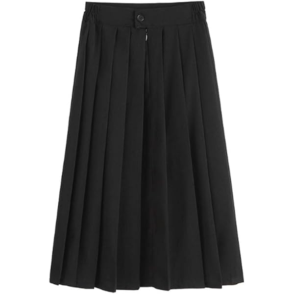 a　J.L. ネイビー プリーツスカート ネイビー・チャコール・ブラックの無地プリーツスカート（48cm丈