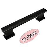 Cosmas 702 – 4 FBフラットブラックContemporaryキャビネットハードウェアハンドルプル – 4 "穴中心 – 10パック