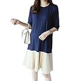 (マーシェル) Marshel マタニティ ワンピース 春夏 チュニック 切り替え 産前 産後 長く使える 妊婦服 ネイビー M