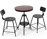 HLC ガーデン3点セット 昇降式テーブル×1 チェア×2 ブラック2