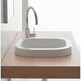 Scarabeo Scarabeo 8047/A-No Hole-637509857264 Ceramic Porcelain Drop-In Bathroom Sink, White [並行輸入品]