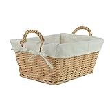 RURALITY Wicker Woven Storage basket With Liner and handles,Medium by Rurality