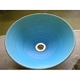 真山窯　陶芸手洗い鉢　トルコブルー 31cm 中