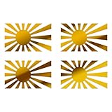 日章旗 旭日旗 （メッキゴールド） ミニステッカー 横50mm 4枚 タイプ1 ノーマル 軍艦旗 軍旗