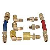 Dolity 耐久　メタル製　マニホールドゲージアダプタセット　真鍮　空調アダプタ　A / C冷媒