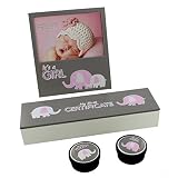Birth Certificate Holder, Baby Photo Frame and First Tooth/Curl Pots Baby Girl Gift Set by Widdop