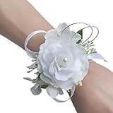Arlai 2のセット、手首コサージュリストバンドバラ手首コサージュプロム、ウェディング、パーティー、 diameter 2.55 inch bfm046-white