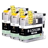 【TAKEYUKI】LC211-BK 3本 ブラック 互換インク 互換インクカートリッジ ブラザー(Brother)用 純正品併用 大容量 ICチープ搭載 残量表示 DCP-J968N/J963N/J962N/J767N/J762N/J567N/J562N MFC-J887N/J880N/J990 J997 J900 J907 J830 J837 J730 J737