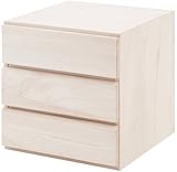 ユニットボックスシリーズ 引き出し3杯タイプ 桐材 生地仕上げ ナチュラル色 GA-0042