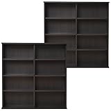 山善(YAMAZEN) 2個組 薄型 積み重ね本棚(幅90) CSBS-9090(DBR)*2 ダークブラウン