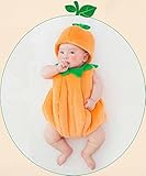 【Abz company】 かぼちゃ もこもこ あったか おくるみ 超かわいい ロンパース 新生児 男女共用 0か月～6か月 カバーオール 幼児 出産祝い ハロウィン コスチューム お菓子 袋 付き 