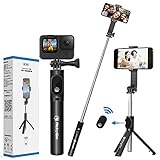 自撮り棒 セルカ棒 Bluetooth リモコン付き 三脚一脚兼用 360度回転 iphone Android GoPro 対応