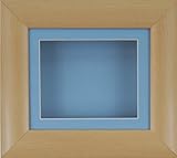 BabyRice Deepボックス表示フレームfor 2d 3d ArtオブジェクトMedal Keepsake Baby Casts 1st Bootees花ブナ効果/ブルーマウント/ブルーBack