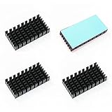 Easycargo 50mm ヒートシンク 50x25x10mm 4個 + 8810熱伝導性テープ、冷却用冷却アルミニウムヒートシンク Raspberry Pi、M.2 SSD NVMe mSATA mini-SATA (4個 50mmx25mmx10mm)