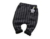 キッズ カジュアルパンツ ベビー 男の子 幼児 ストライプ パンツ 星 の ミニ アクセサリー 付き (5, ブラック)