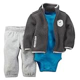Carter's(カーターズ) ベビー ボアジャケット / ボディスーツ / フリースロングパンツ 3点セット (グレー) Baby 3-Piece Set (3M(50))