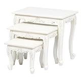 飾り棚 コレクション 棚 エレガント な 彫刻 と ねこ脚 が ポイント 上品 さと 可愛い らしさを 兼ね揃えた VIOLETTA ネストテーブルセット ホワイト
