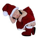 可愛いベビーサンタコスチューム 寝相アート マーメイド 衣装　クリスマス衣装 着ぐるみ手編み感 ベビー服 子供用 男の子 女の子 帽子付き ( 女の子 1月~12月)