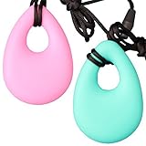 MyBoo Autism/Sensory/Teething Chewable Droplet Pendant - Set of 2, Turquoise/Pink by MyBoo