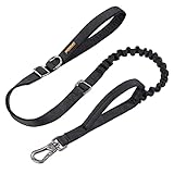 EXCELLENT ELITE SPANKER リード ナイロン製 犬 リード 中型犬 ショック吸収 大型犬 訓練 伸縮 散歩 2ハンドル （ブラック）