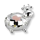 ピンクエナメルミニ牛銀メッキPolished Metal Bank