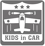imoninn KIDS in car ステッカー　【マグネットタイプ】　No.35　戦闘機　（シルバーメタリック）