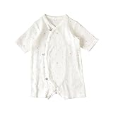 10mois ベビークレープ 前開きロンパース ホワイト 60cm 15082