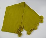 純毛　柔らか　ポンポン付きマフラー　子供用　あったか　キッズ (からし色)