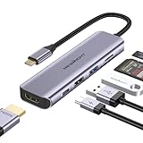 USB C ハブ 6-in-1アダプタhdmi Dual Display 4K@30HZ HDMI 1Gbps USB 3.0 高速データ転送 ドッキングステーションType-C PD 100W 急速充電 SD/TFカード Macbook pro、 iPad Pro 、Windows、Dellなどに対応 在宅勤務