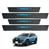 JuYuna RAV4全系専用 スカッフプレート サイドステップガード 保護ステッカー サイドステップガーニッシュ 両面テープ(ブルー)