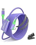 ZeroneTeck 無限リンクLinkケーブル 5m 45W急速充電･無限電力&思う存分プレイ Quest3S/Quest3/Quest 2/Pico 4/Pico 4 Ultra に互換性があります L字型リンクケーブル, USB 3.0 から Type C コードゲームPC/Steam VR 5Gbps高速データ転送 固定クランプ付き