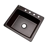 Dekor Sinks 40490Q Bridgewood Composite Granite Single Bowl Sink with Four Holes, 25, Espresso by De