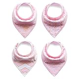Baby Bandana Drool Bibs 4 Pack Unisex Dribble Scarf for Drooling and Teething 100% Organic Cotton an
