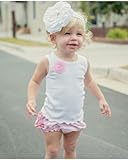 ラッフルバッツ ピンクフラワー付きホワイトタンクトップ トップス 6 ピンクフラワー