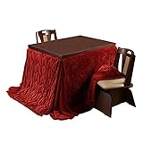 高さ調節ダイニングこたつ スクット 105x80cm 4点セット[■](こたつ+布団・レンガxブラウン+回転椅子2脚)