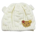 キャップ ベビー キッズ 男の子 女の子 防寒 ニート 耳付き かわいい 帽子 (ホワイト)